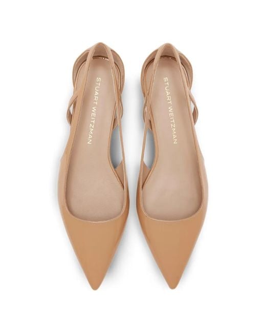 Stuart Weitzman Natural Pointed-Toe Ballet Flats