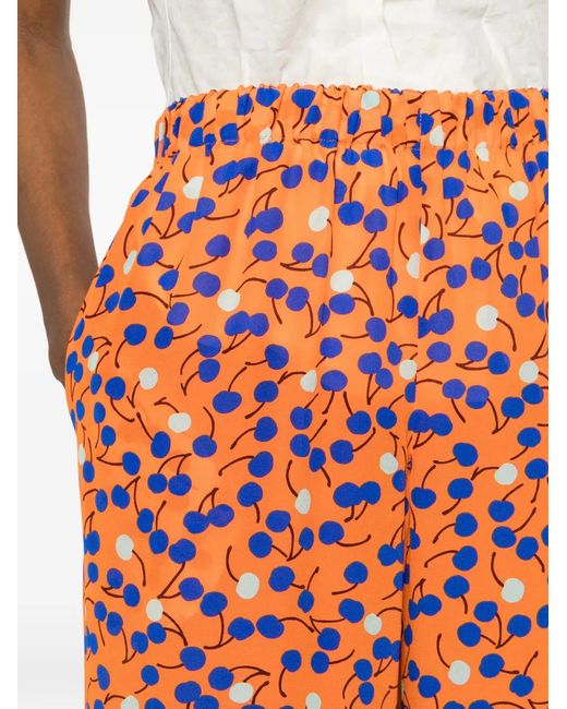 Aspesi Orange Printed Silk Trousers