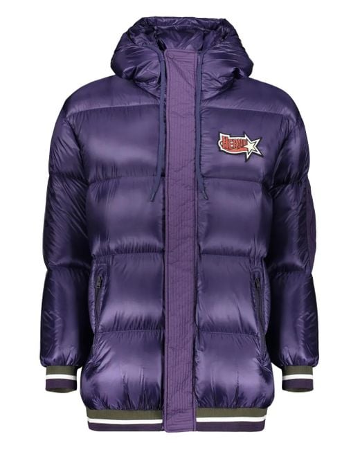 Herno Purple Drawstring-Hood Quilted Jacket for men