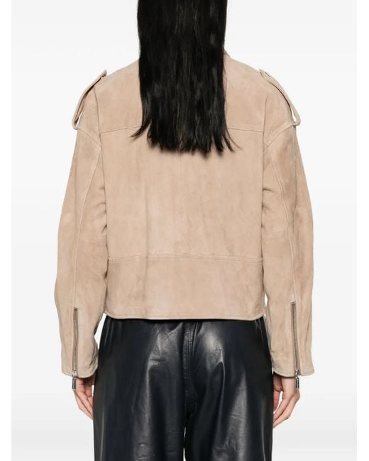 Moorer Natural Loette Zip-Fastening Leather Jacket