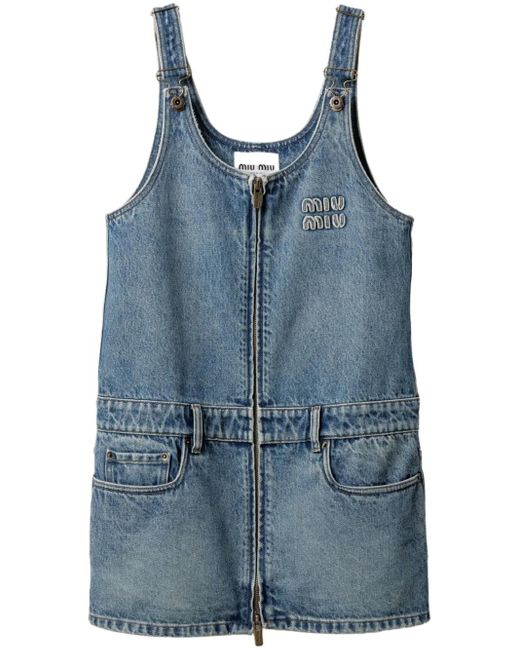 Miu Miu Denim Mini Dress in Blue | Lyst