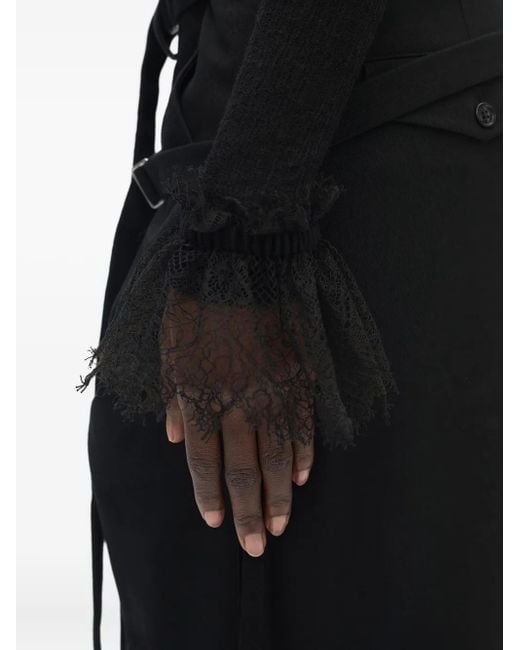 Ann Demeulemeester Black Lace-Detail Top