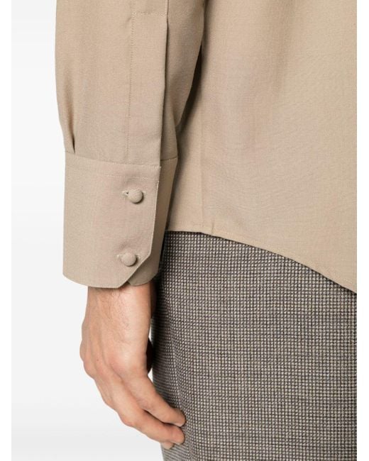 Ernest W. Baker Natural Pointed-collar Long-sleeve Shirt for men
