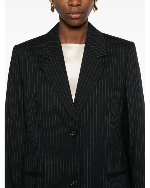 Totême  Black Pinstripe Wool-Blend Blazer