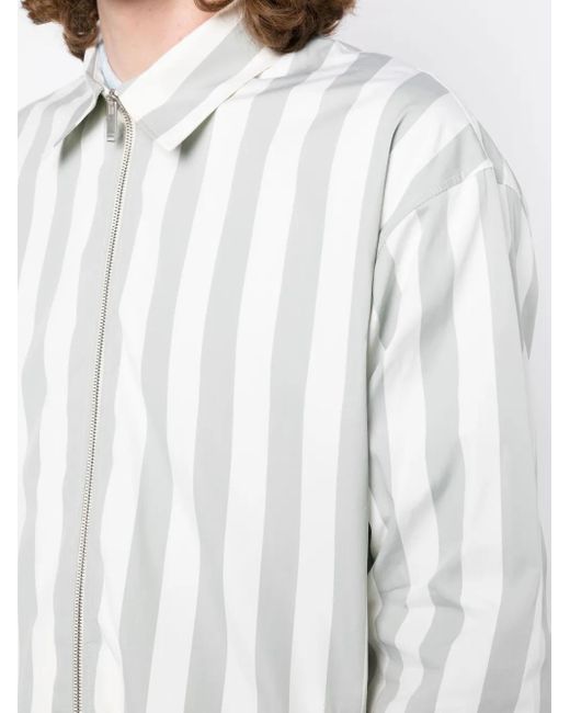 Lardini White Striped Zip-up Jacket for men