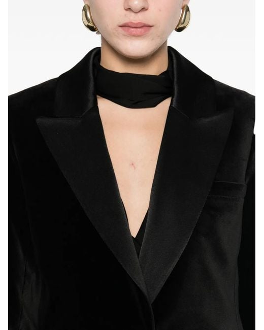 Alice + Olivia Black Silas Velvet Shawl-Collar Blazer