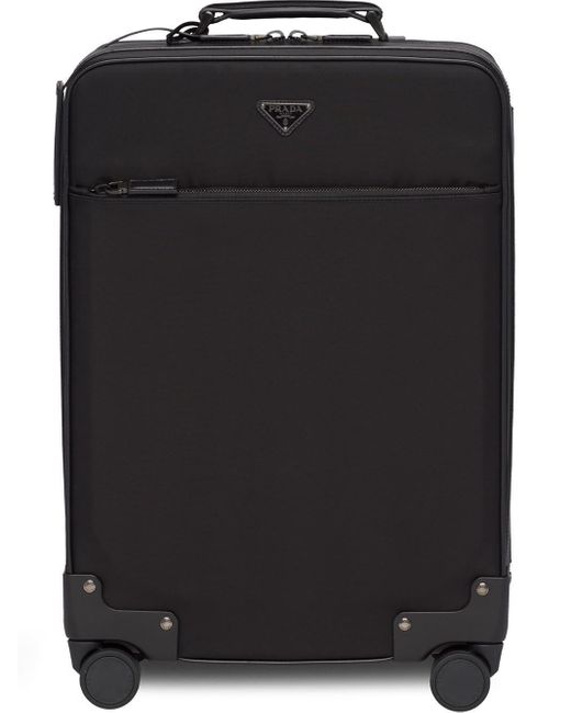 Prada Logo Four-wheel Suitcase in Black 
