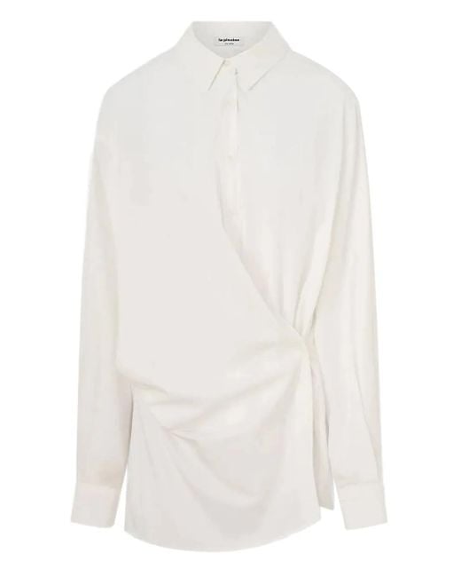 LA PISCINE White Draped Shirt