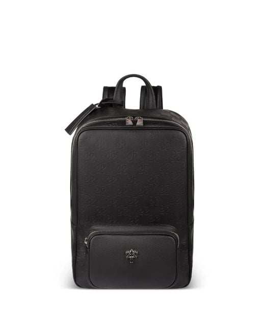 PLACE OF ELMS Black Onyx Logo-Embossed Leather Backpack
