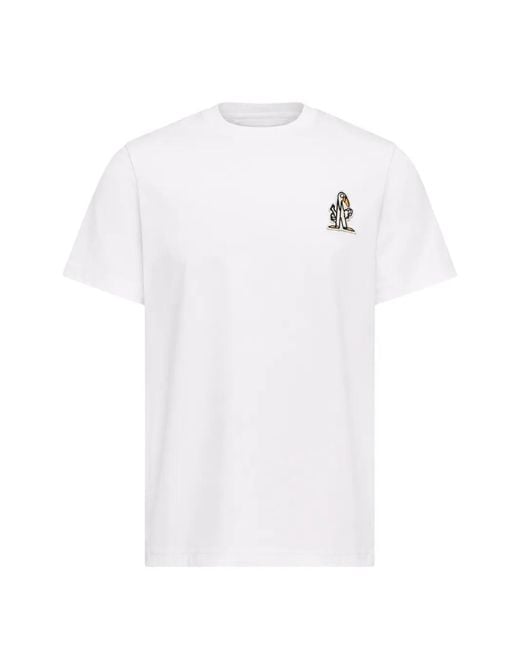 Moncler White Logo-Patch T-Shirt for men