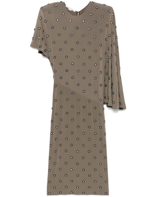 Stella McCartney Gray Crystal-Embellished Midi Dress