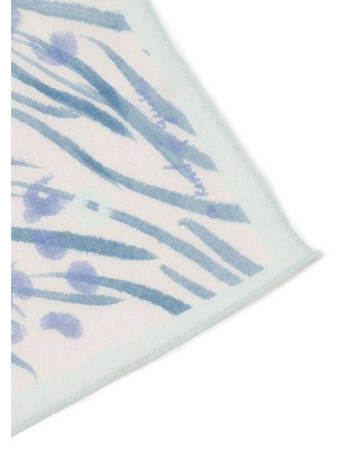 A Kind Of Guise Blue Watercolour-print Cotton Scarf for men