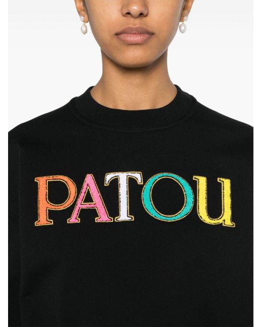 Patou Black Cropped-Sweatshirt mit Logo-Stickerei