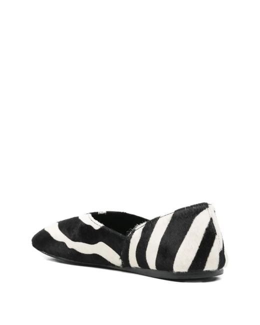 Khaite Black Jane Zebra Print Haircalf Flat Slippers