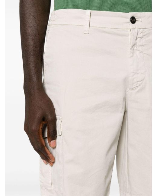 Eleventy White Mid-rise Twill Cargo Shorts for men