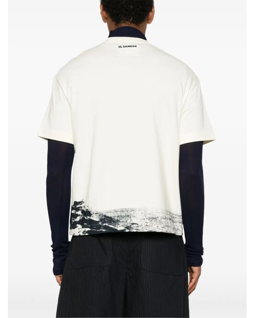 Jil Sander White Printed T-Shirt for men