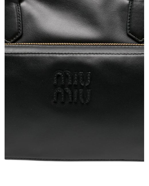 Sac Cabas En Cuir Miu Miu en coloris Black