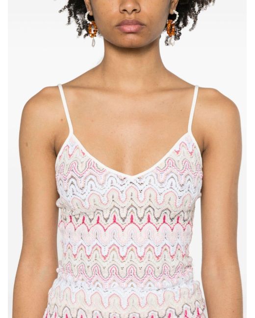 Missoni White Zigzag-woven Knitted Tank Top