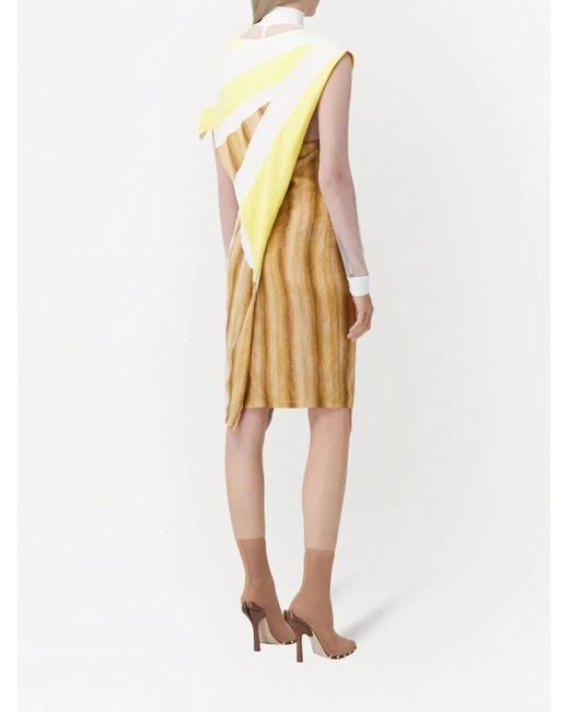 Burberry Metallic Flag And Animal Print Silk Asymmetric Dress