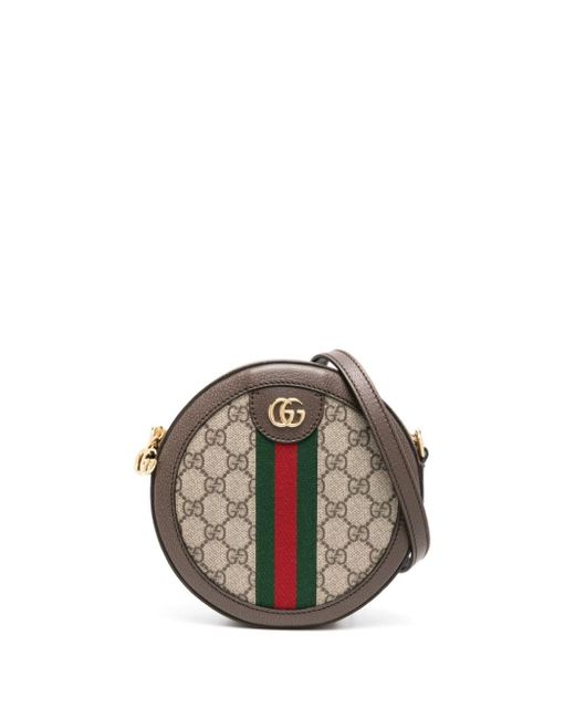 Gucci Brown Ophidia Mini Round Shoulder Bag