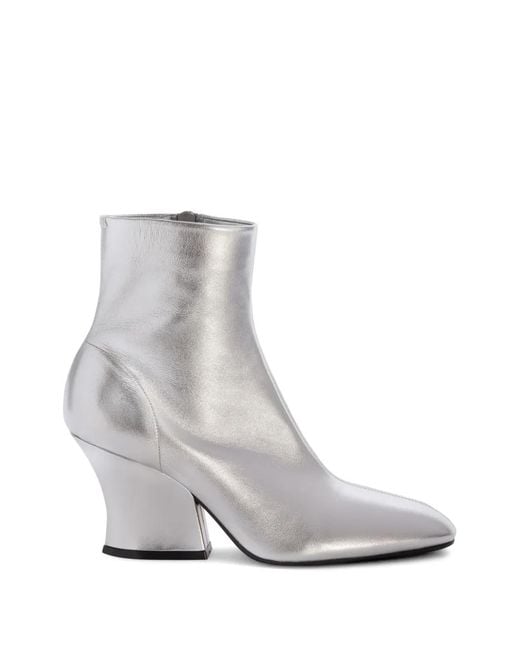 Jil Sander White Bottines À Fini Métallisé