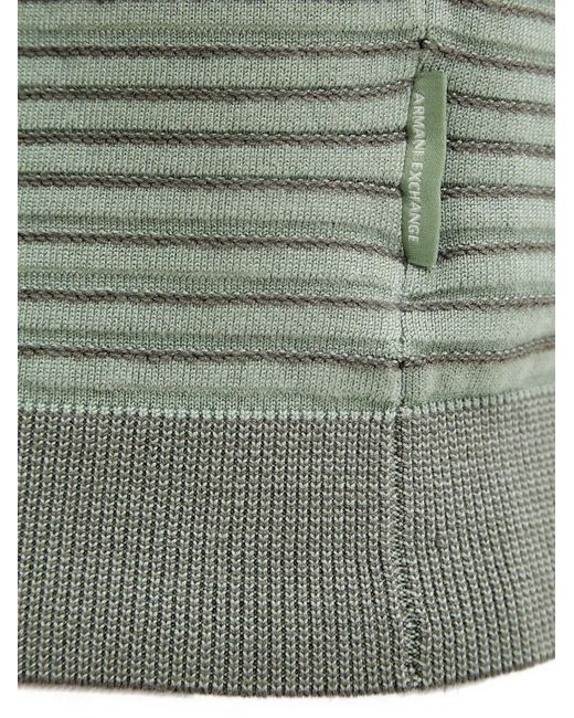 ARMANI EXCHANGE Green Sweat À Rayures Horizontales for men