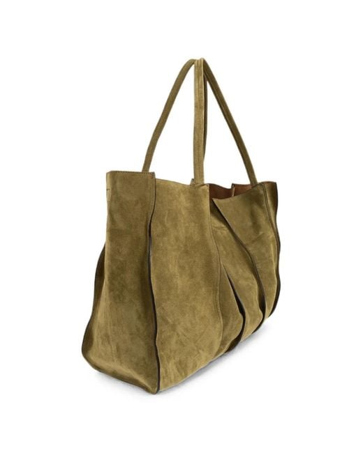Ulla Johnson Green Large Adria Suede Tote Bag