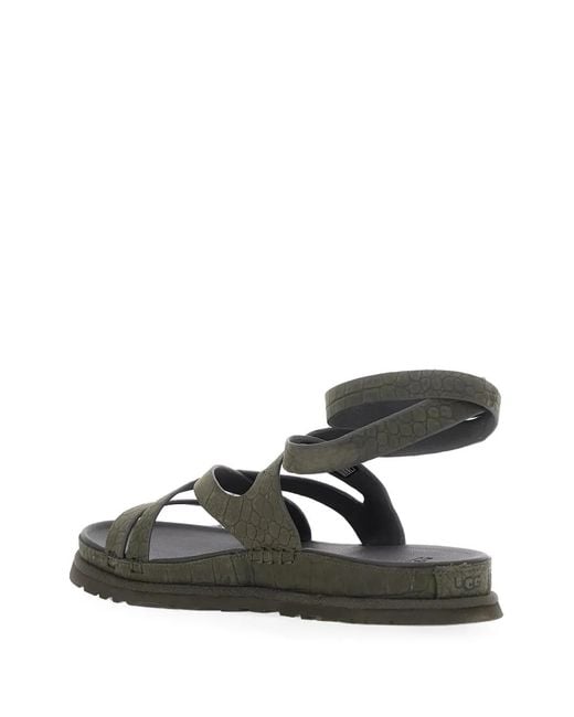Ugg Black Goldengaze Croc-Effect Multi-Strap Sandals