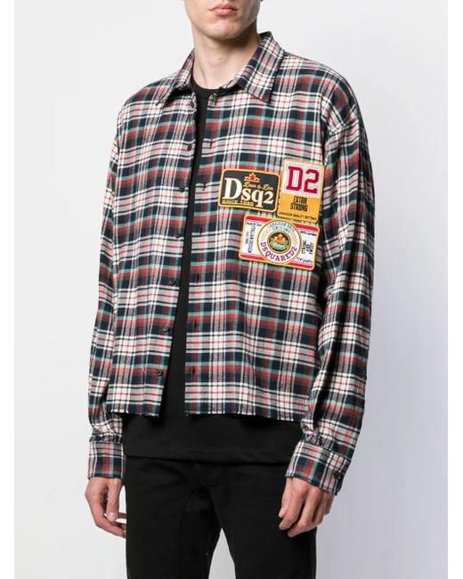 DSquared² Multicolor Plaid Logo Patch Shirt for men