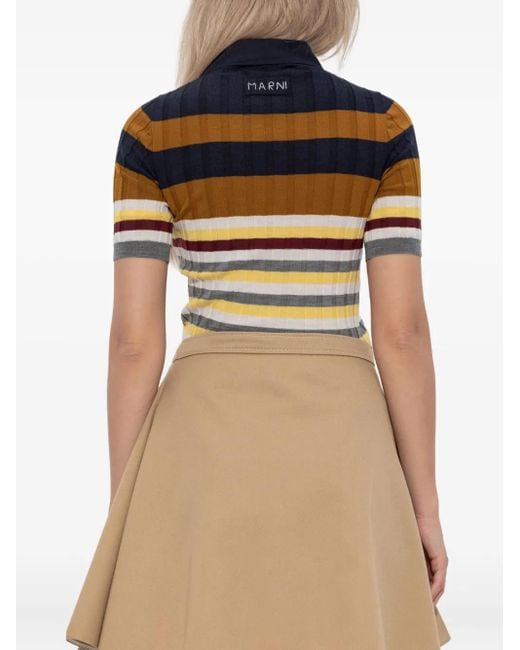 Marni Geribbeld Wollen Poloshirt in het Yellow