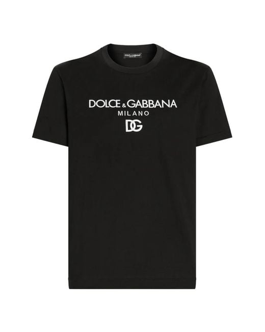 Dolce & Gabbana Black Dg Embroidered T-Shirt With Lettering Logo Print for men
