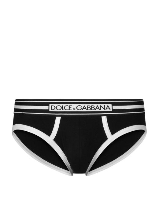Dolce & Gabbana Black Logo-waistband Jersey Trunks for men