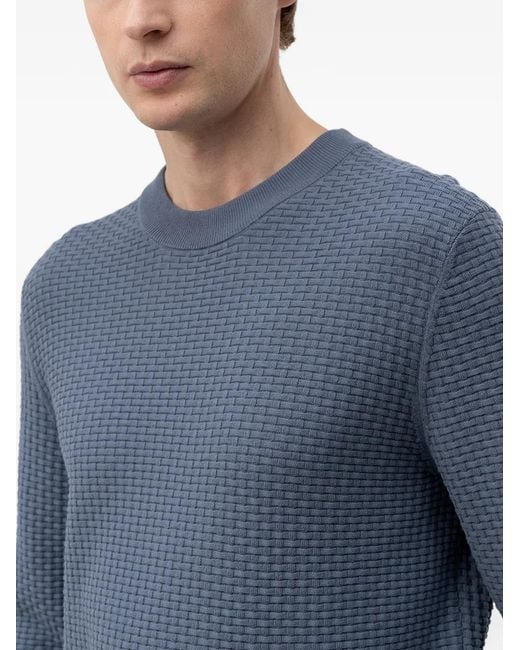 Boss Blue Basket-Weave Sweater for men