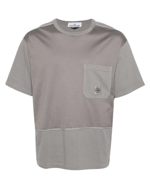 Stone Island Gray Compass Cotton T-shirt for men