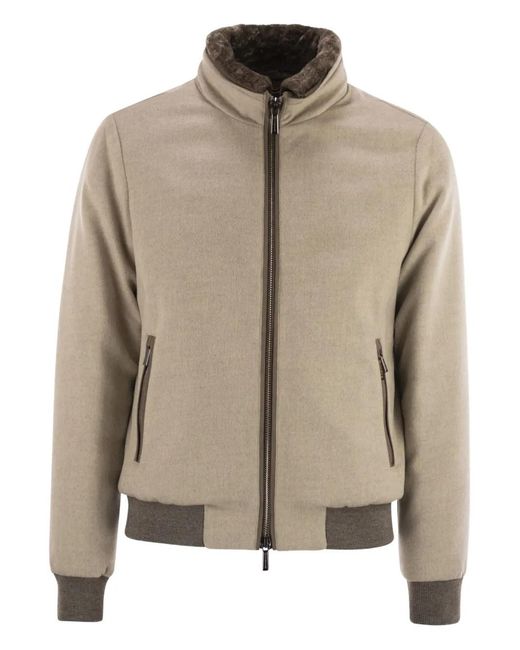 Moorer Natural Padded Bomber Jacket for men