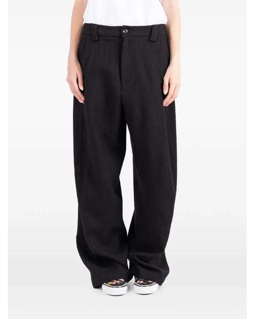 Societe Anonyme Black Bloom Wide-Leg Wool Trousers
