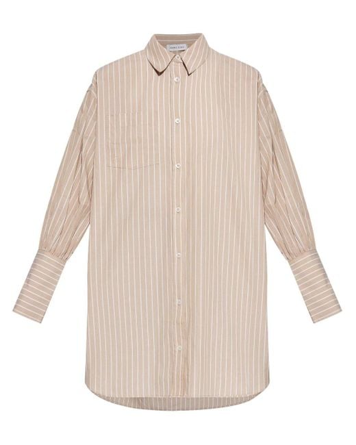 Anine Bing Natural Striped Cotton Shirt