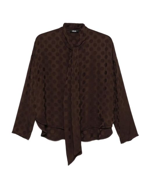 Dixie Brown Polka-Dot Tie-Neck Blouse