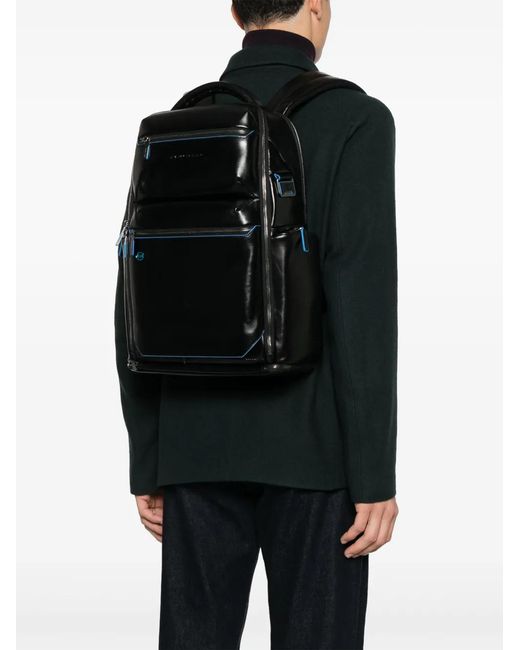 Piquadro Black Personalizable Backpack for men