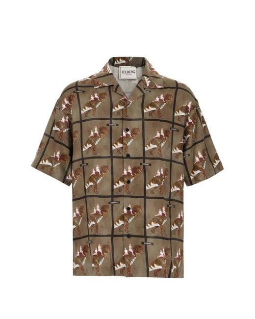 Iceberg Green Dinosaur-Print Shirt for men