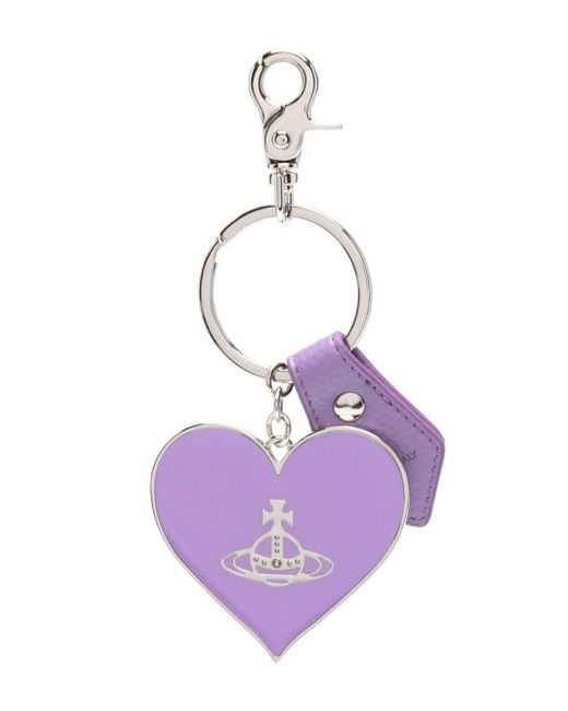 Vivienne Westwood Purple Logo-engraved Heart-shaped Keyring