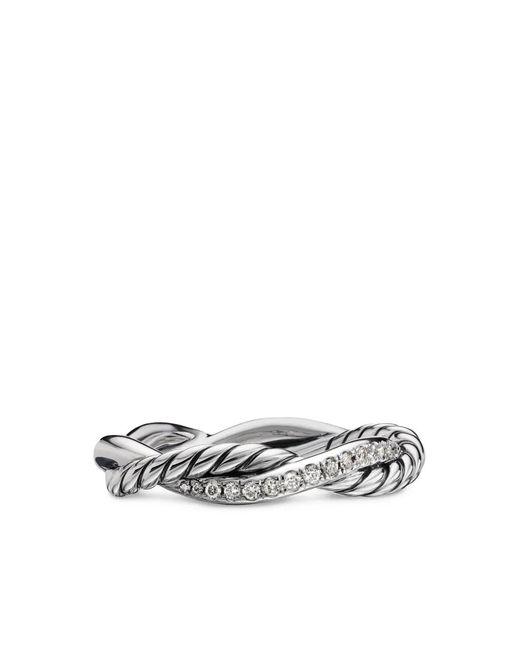 David Yurman White Sterling Petite Infinity Diamond Band Ring (4Mm)