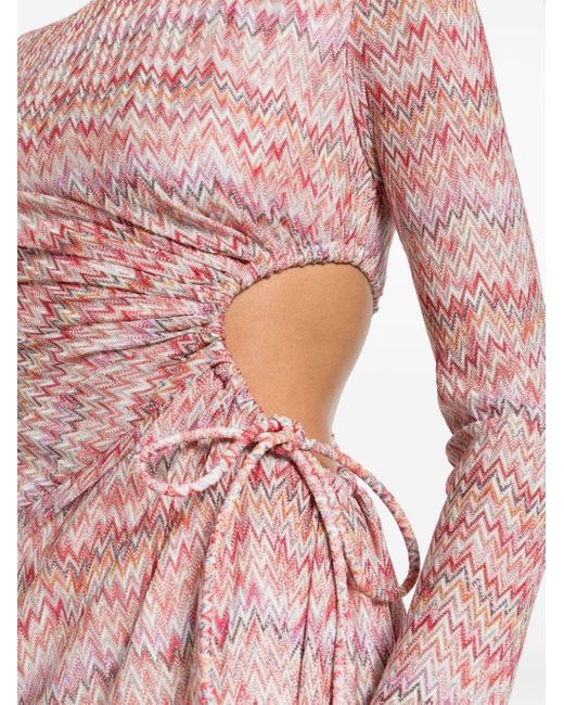 Missoni Pink Zigzag Cut-out Maxi Dress