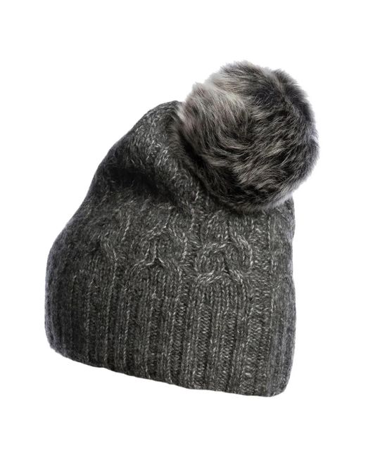 Parajumpers Gray Cable-Knit Pom-Pom Hat