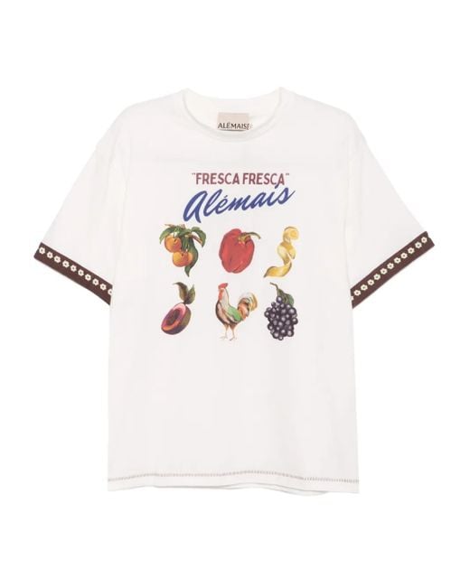 T-Shirt Mercado di ALÉMAIS in White