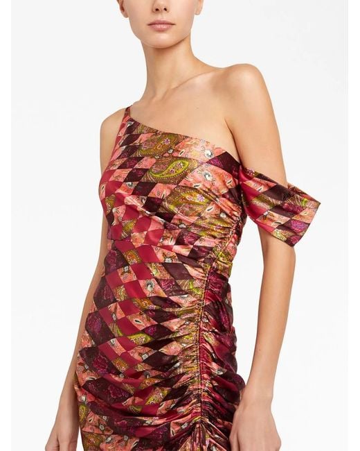 Cinq À Sept Red Elliana Silk Asymmetric Dress