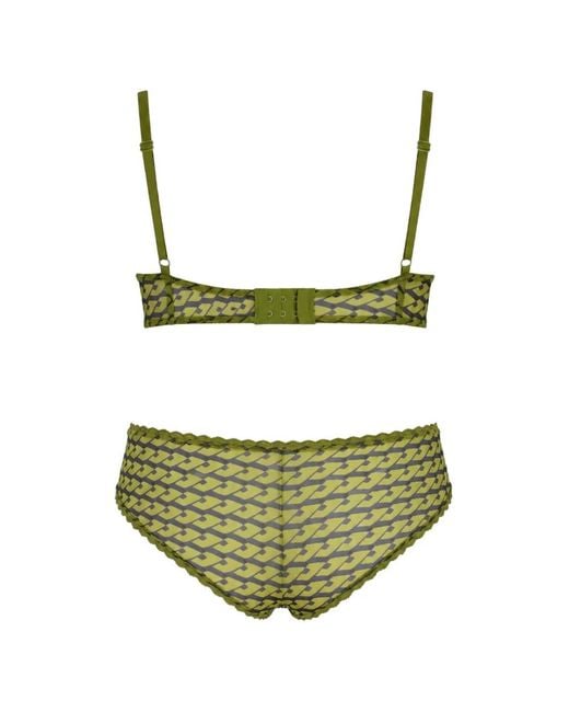 Laura Urbinati Green Geometric-Print Tulle Bra