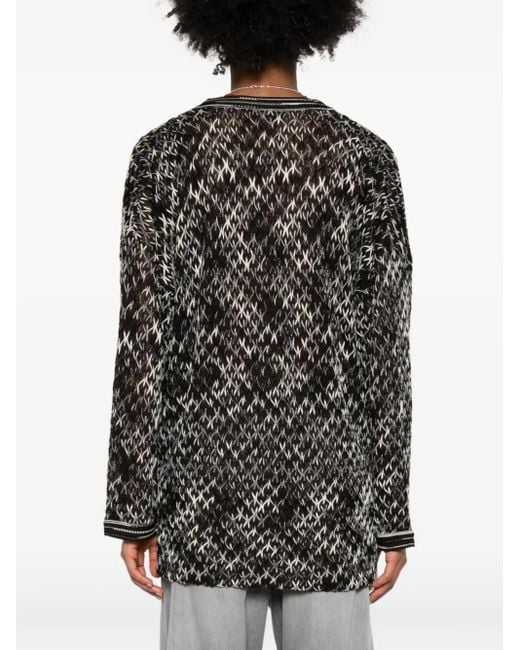 Missoni Black Geometric-Pattern V-Neck Sweater