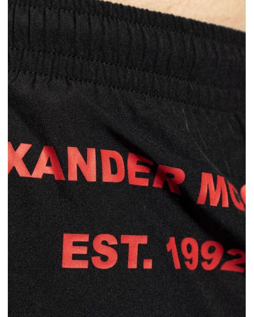 Short de bain à logo imprimé Alexander McQueen pour homme en coloris Black