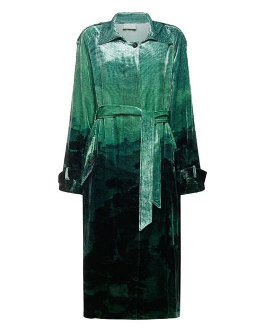 Pierre Louis Mascia プリント ベルベットコート Green
